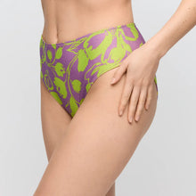 Load image into Gallery viewer, Purple and green floral-patterned underwear on a plain background