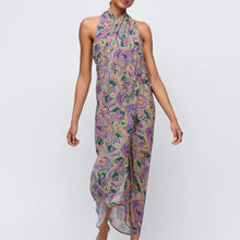 Load image into Gallery viewer, Woman wearing a colorful paisley dress on a white background