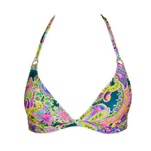 Load image into Gallery viewer, Colorful patterned bikini top on a white background