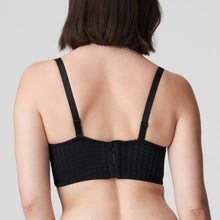 Load image into Gallery viewer, The Madison series is a keeper for many fans. No surprise, because this is very much a youthful, elegant series, thanks to the combination of checks and lace.This bra’s sublime fit has long been acclaimed. The must-have style in the best-selling Madison series. A bustier style underwire bra with plunging cups combines a fashionable look and an impeccable fit. Fabric content: Polyamide: 81%, Elastane: 19%. Black.