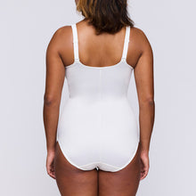Load image into Gallery viewer, An IVORY luxurious figure-fixing body with three-section underwire, finished with fashionable lace on cups, straps and front section. The firm cups give an excellent lift while the side sections on the cups nudge the bust towards the centre. The central section of the body smooths away lumps and bumps on tummy and waist, creating a flowing figure.