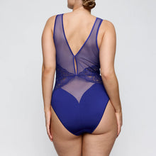 Load image into Gallery viewer, Blue lace lingerie set on a plain background
