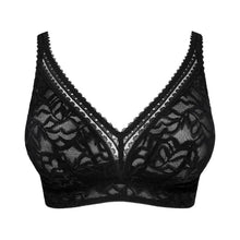 Load image into Gallery viewer, Black lace bra on a white background