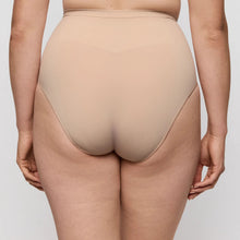 Load image into Gallery viewer, Beige high-waisted underwear worn by a person on a plain background