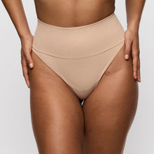 Load image into Gallery viewer, Beige high-waisted bikini bottom on a neutral background