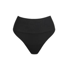 Load image into Gallery viewer, Black high-waisted bikini bottom on a white background