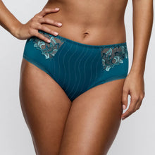 Load image into Gallery viewer, Teal underwear with lace details on a plain background