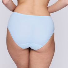 Load image into Gallery viewer, Milky Blue. Looking for comfortable and oh so elegant briefs? These full briefs have it all. The wide cut on the hip means no budging. The exquisite embroidery completes the light, luxurious look. Full back for coverage. Total comfort!
Fabric: Polyamide: 58%, Polyester: 20%, Elastane:12%, Cotton:10%