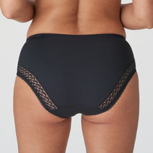 Load image into Gallery viewer, These luxurious and opaque high-waisted briefs feature decorative lace embroidery. Full back for coverage with a lace trim seam free finish. Fabric: Polyamide: 79%, Elastane: 11%, Cotton: 7%, Polyester: 3%. Black.
