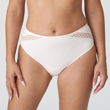 Load image into Gallery viewer, These luxurious and opaque high-waisted briefs feature decorative lace embroidery. Full back for coverage with a lace trim seam free finish. Fabric: Polyamide: 79%, Elastane: 11%, Cotton: 7%, Polyester: 3%. Crystal Pink.
