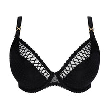 Load image into Gallery viewer, Black bra with mesh details on a white background