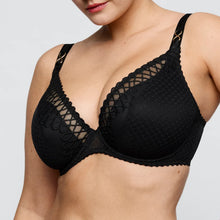 Load image into Gallery viewer, Black lace bra on a plain background