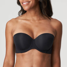 Load image into Gallery viewer, Charcoal. This is a great strapless bra. Smooth with formed cups it gives a good shape to the bust. Wide banding at the back ensures it stays in place without silicone. Comes with straps for versitile use. Fabric: Polyamide: 45%, Polyester: 37%, Elastane: 18%