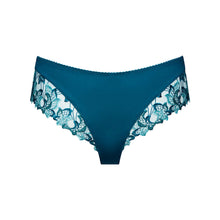 Load image into Gallery viewer, Blue women's underwear with lace trim on a white background