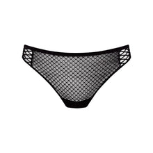 Load image into Gallery viewer, Black fishnet thong on a white background