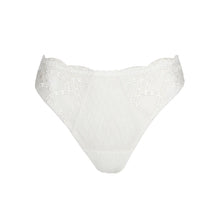 Load image into Gallery viewer, White lace bikini bottom on a white background