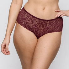 Load image into Gallery viewer, Maroon lace underwear worn by a person on a plain background