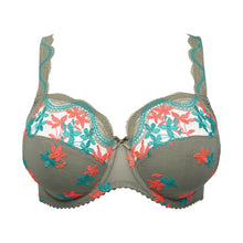 Load image into Gallery viewer, Gray bra with floral embroidery on a white background