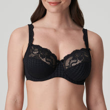 Load image into Gallery viewer, The Madison series is a keeper for many fans. No surprise, because this is very much a youthful, elegant series, thanks to the combination of checks and lace. This bra’s sublime fit has long been acclaimed. The cups are sewn from three sections to support, centre and lift the bust optimally. It not only makes you look slimmer, but it’s also exceptionally comfortable too! Black.