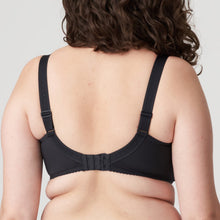 Load image into Gallery viewer, Charcoal. This is a continuation of the Orlando story. A three-piece underwire bra with a unique fit and a modern, airy look for the larger bust. The stretchy lace has shimmery embroidery on the top of the cup. The base of the cup is smooth for versatile wear. The straps are decorative and offer full support. An all-round winner. Fabric: Polyamide: 84%, Elastane: 10%, Polyester: 6%
