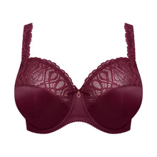 Load image into Gallery viewer, Maroon lace bra on a white background