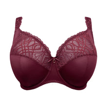 Load image into Gallery viewer, Maroon lace bra on a white background