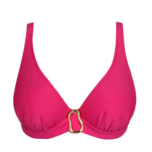 Load image into Gallery viewer, Pink bikini top with gold clasp on a white background