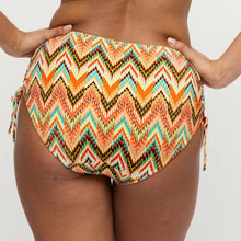 Load image into Gallery viewer, Colorful zigzag patterned bikini bottom on a plain background