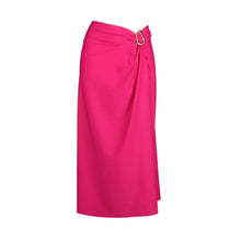 Load image into Gallery viewer, Pink skirt with a gold buckle on a white background