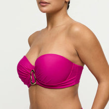 Load image into Gallery viewer, Pink bandeau bikini top worn by a model on a white background