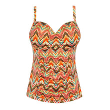 Load image into Gallery viewer, Colorful zigzag patterned tankini top on a white background