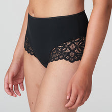 Load image into Gallery viewer, Gorgeous high waist full briefs. Wide soft stretch lace over the hips and bottom for comfort and style. Full cover at the back, with a design detail at the waist. Soft stretch lace. All style, all comfort.
Fabric: Polyamide: 74%, Elastane: 15%, Polyester: 7%, Cotton: 4%.
