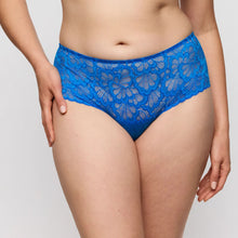 Load image into Gallery viewer, Blue lace underwear worn by a person on a plain background