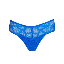 Load image into Gallery viewer, Blue lace underwear on a white background