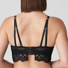 Load image into Gallery viewer, This is a beautiful lace and mesh Bustier style triangle underwire bra. There is full support in the underwire bra. Looks wonderful, feels wonderfully, totally supportive, totally feminine. Fabric: Polyamide: 69%, Elastane:19%, Polyester:12%
