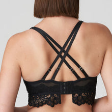 Load image into Gallery viewer, This is a beautiful lace and mesh Bustier style triangle underwire bra. There is full support in the underwire bra. Looks wonderful, feels wonderfully, totally supportive, totally feminine. Fabric: Polyamide: 69%, Elastane:19%, Polyester:12%
