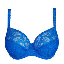 Load image into Gallery viewer, Blue lace bra on a white background