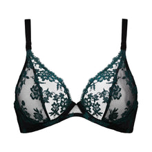 Load image into Gallery viewer, Black lace bra on a white background