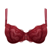 Load image into Gallery viewer, Red lace bra on a white background