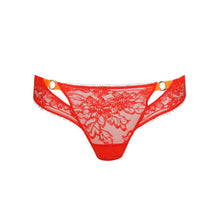 Load image into Gallery viewer, Red lace thong on a white background