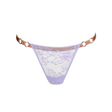 Load image into Gallery viewer, Tanga all lace brief. Contrasting bronze banding over the hip matches the bra styles beautifully. The all lace back gives an attractive and smoother look under any outfit. A cool and stylish classic shape.
Fabric Content: Cotton:6%, Polyamide:86%, Elastane:8%