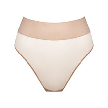 Load image into Gallery viewer, Beige high-waisted bikini bottom on a white background