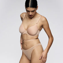 Load image into Gallery viewer, Woman wearing a beige lingerie set against a plain background