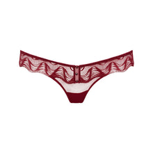 Load image into Gallery viewer, Red lace thong on a white background