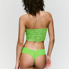 Load image into Gallery viewer, Lime. A classic lace & mesh G/String. Wide mesh over the hip tapering into a perfect G/String back, offering a smooth look under any garment.
Fabric Content: Elastane:22%, Polyamide:68%, Cotton:10%