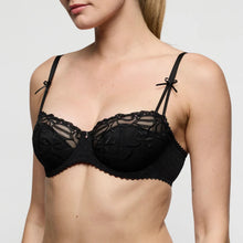 Load image into Gallery viewer, Black lace bra on a plain background