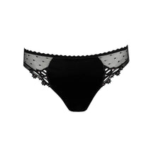 Load image into Gallery viewer, Black lace-trimmed underwear on a white background