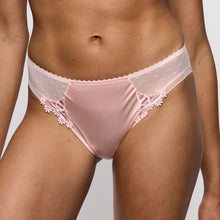 Load image into Gallery viewer, Pink lace underwear with floral details on a neutral background