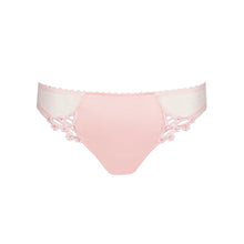 Load image into Gallery viewer, Pink bikini bottom with white trim on a white background