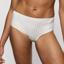 Load image into Gallery viewer, White patterned underwear worn by a person on a plain background